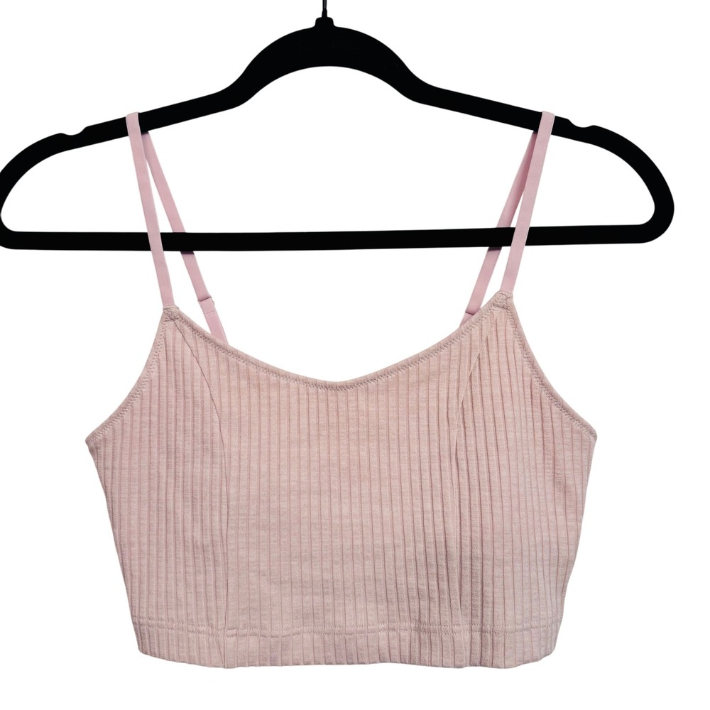 253 | Aerie Women NWT S Ribbed Adjustable Strap Bralette Crop Top Blush Pink